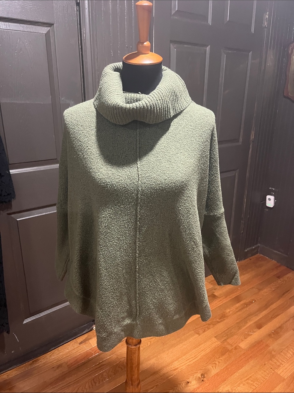 LOFT Olive Green Cowl Neck Poncho Sweater